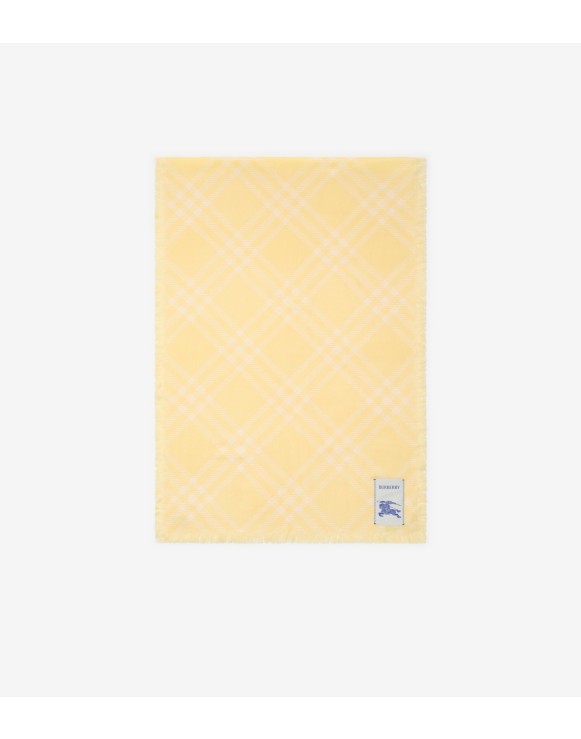 Wide Check Wool Silk Scarf