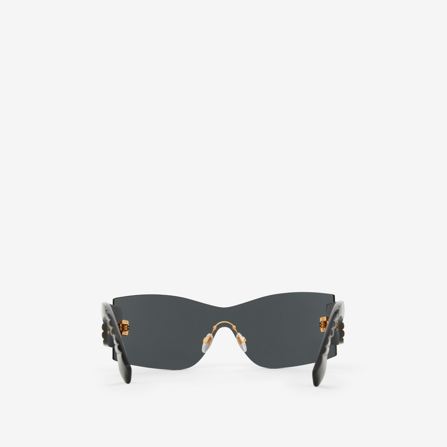 Rechteckige Shield-Sonnenbrille „Lola“ mit Monogrammmotiv (Schwarz/dunkelgrau) - Damen | Burberry®