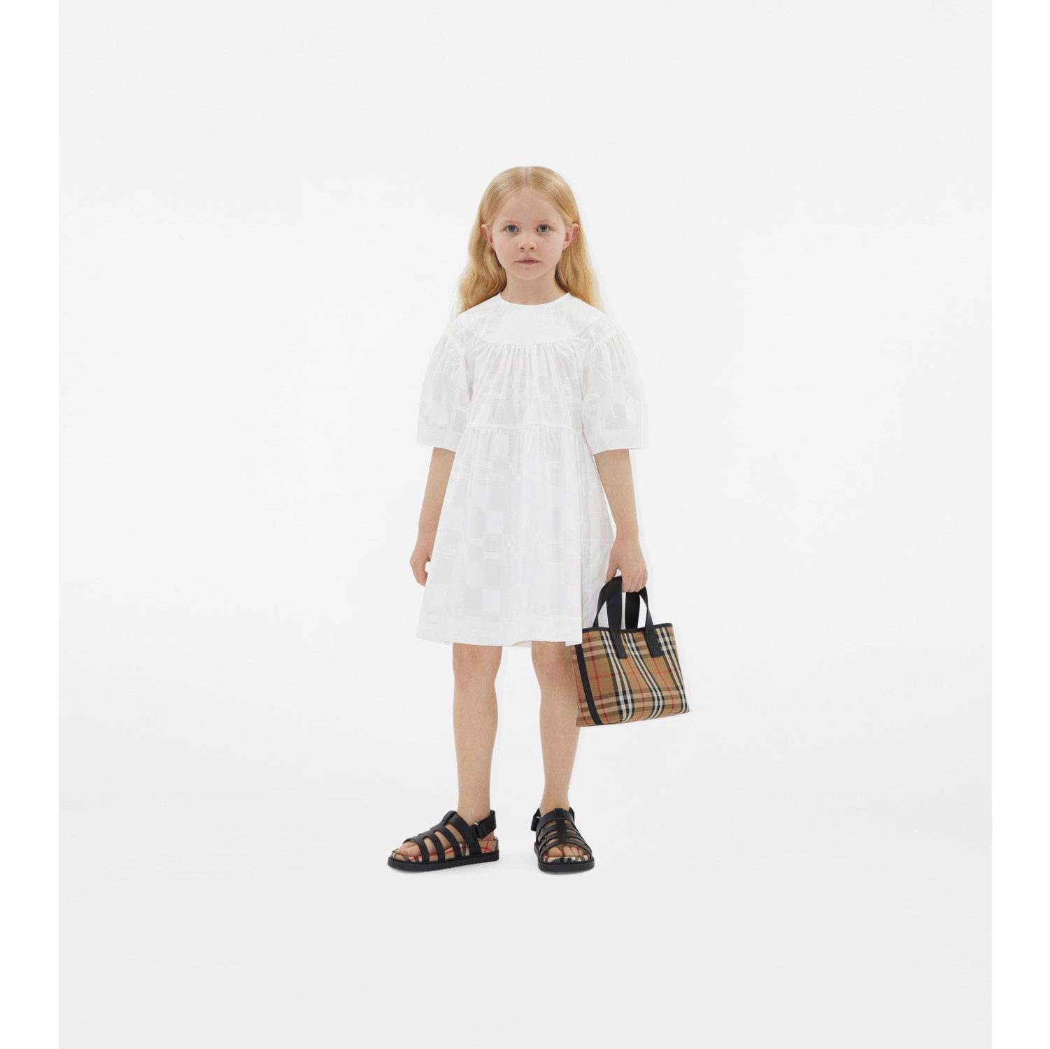 Check Tote in Archive beige Children Burberry Official