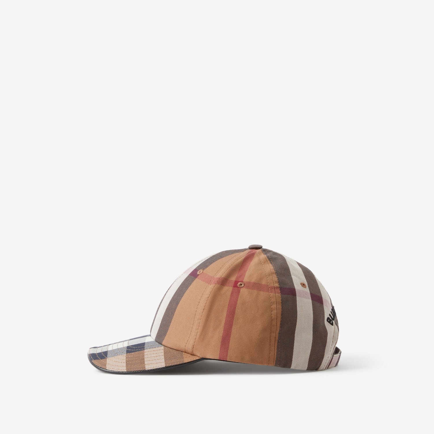 Logo Detail Exaggerated Check Cotton Baseball Cap in Birch Brown | Burberry® Official