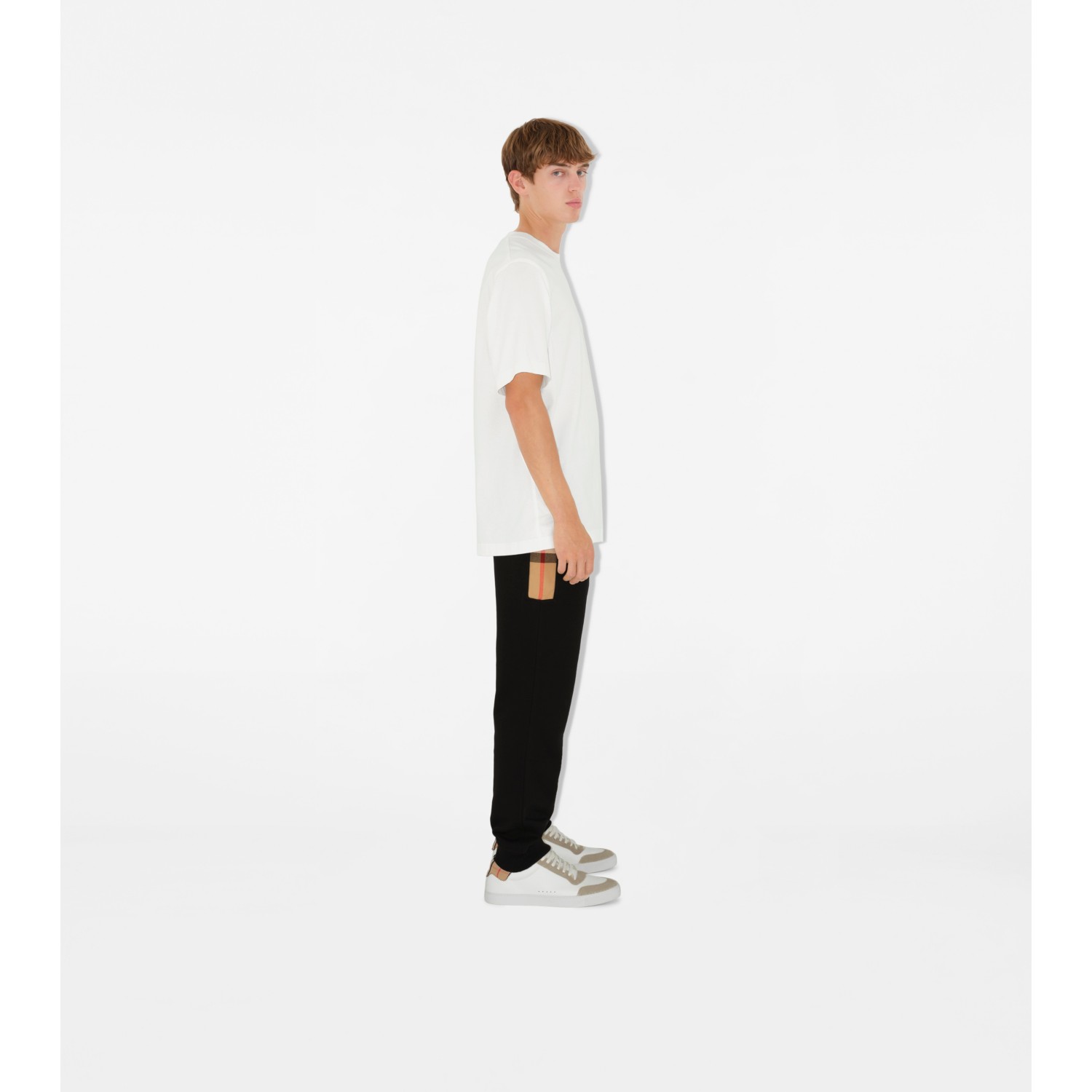 Check Panel Cotton Jogging Pants - thumbnail 3