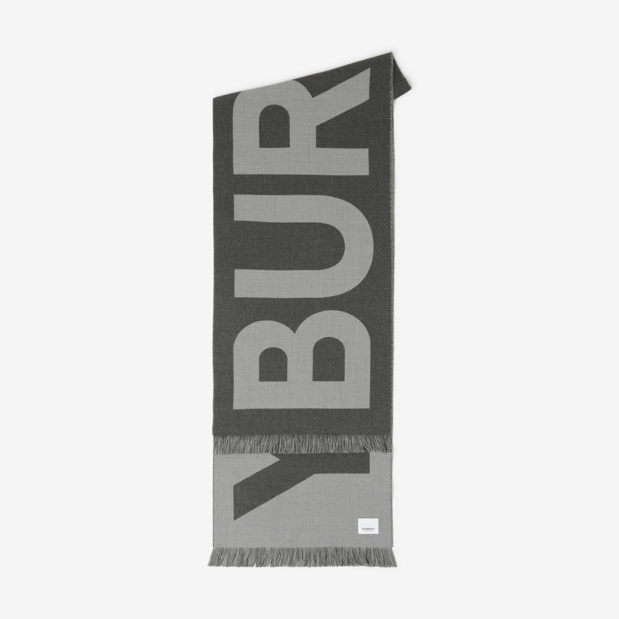 Logo Wool Jacquard Scarf in Flint Grey | Burberry® Official - 2