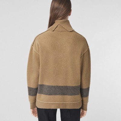 camel cashmere roll neck jumper