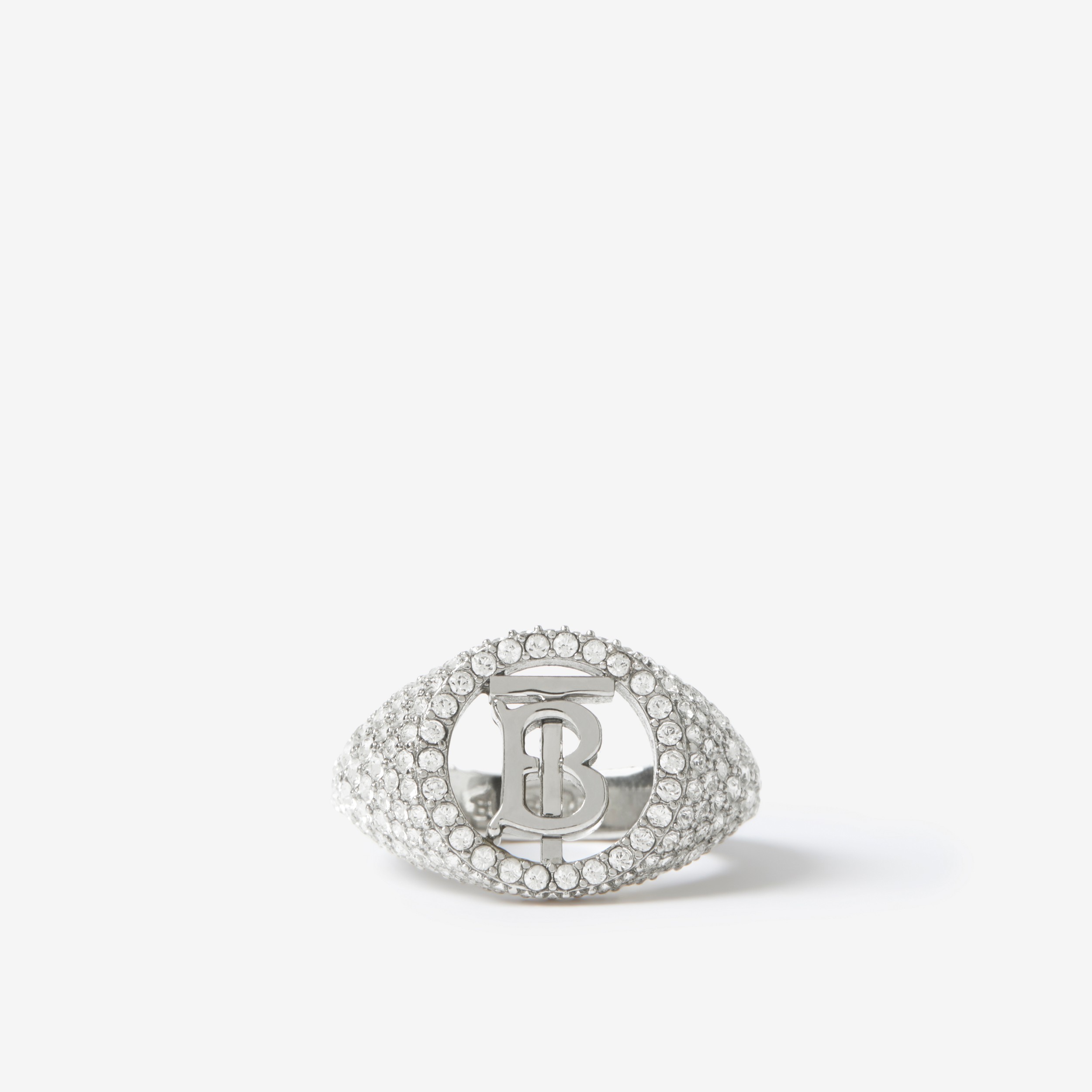Crystal Detail Monogram Motif Ring in Palladium/crystal | Burberry® Official - 1