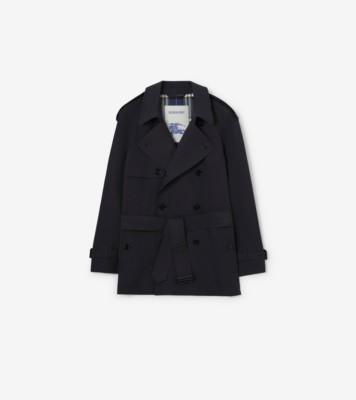 Short Lightweight Cotton Trench Coat in Silhouette blue - Men, Cotton Gabardine | Burberry® Official