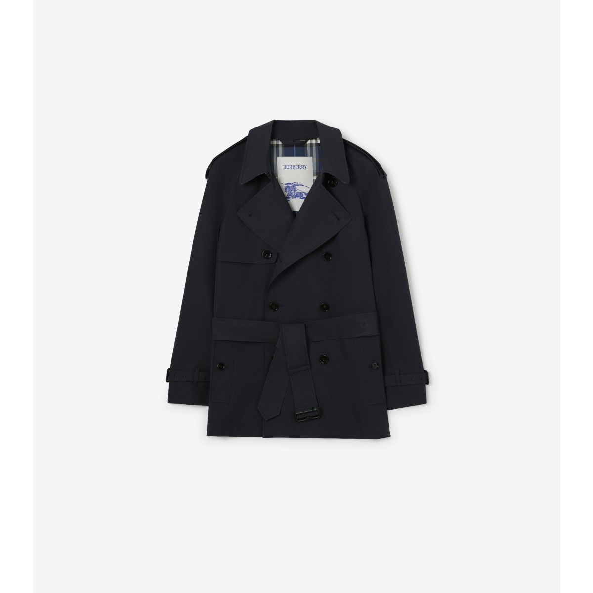  Check Short Lightweight Trench Coat