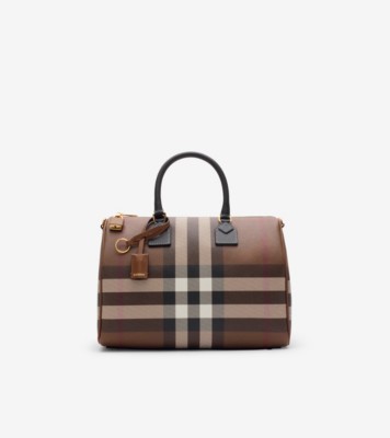 Medium Check Bowling Bag in Dark birch brown - Women | Burberry® Official