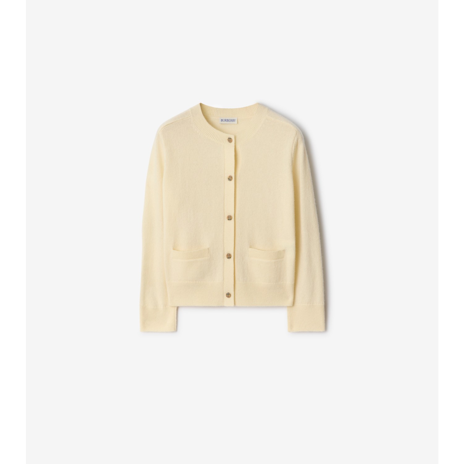 Check Patch Wool Cashmere Cardigan