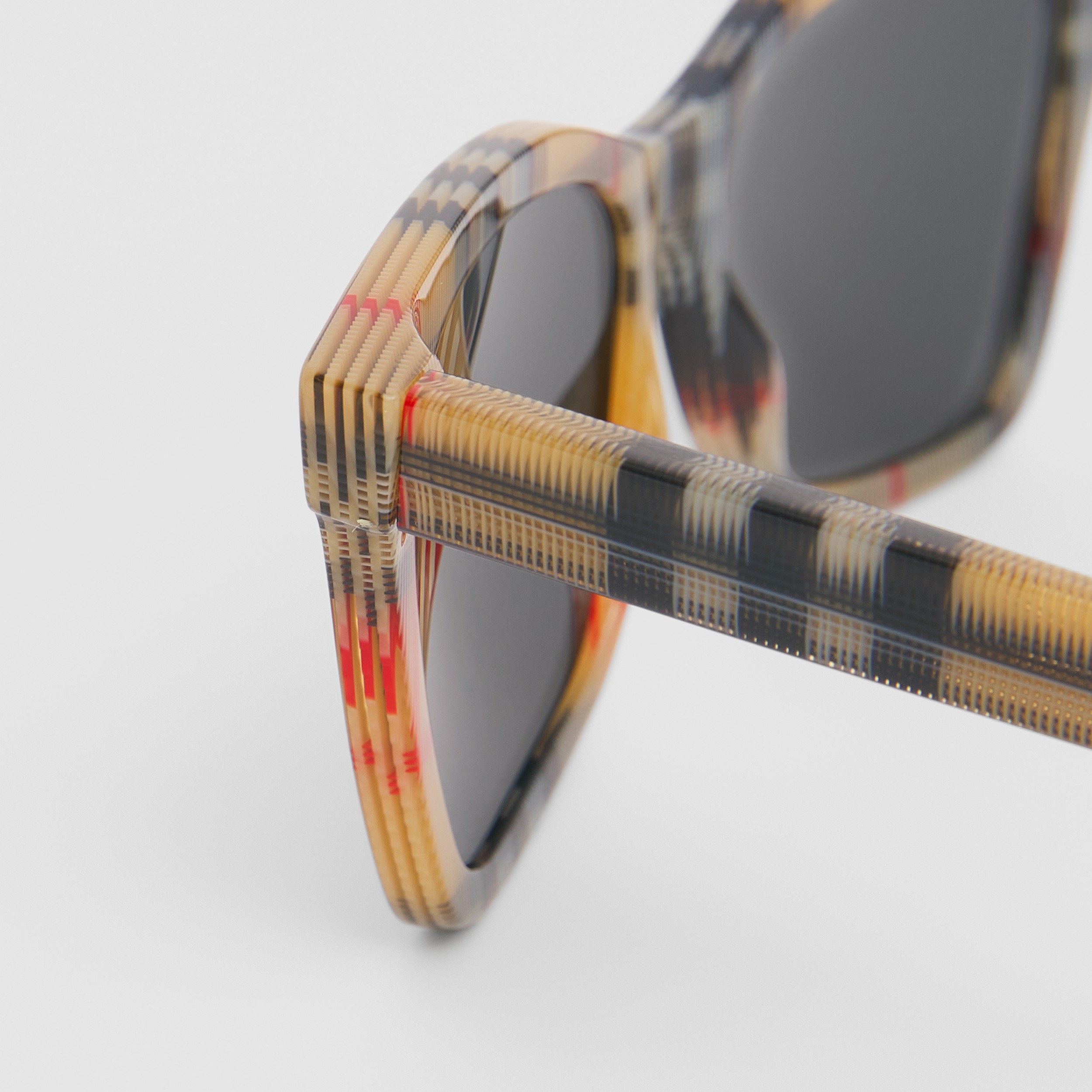 Vintage Check Bio-acetate Square Frame Sunglasses in Antique Yellow - Women | Burberry® Official - 2
