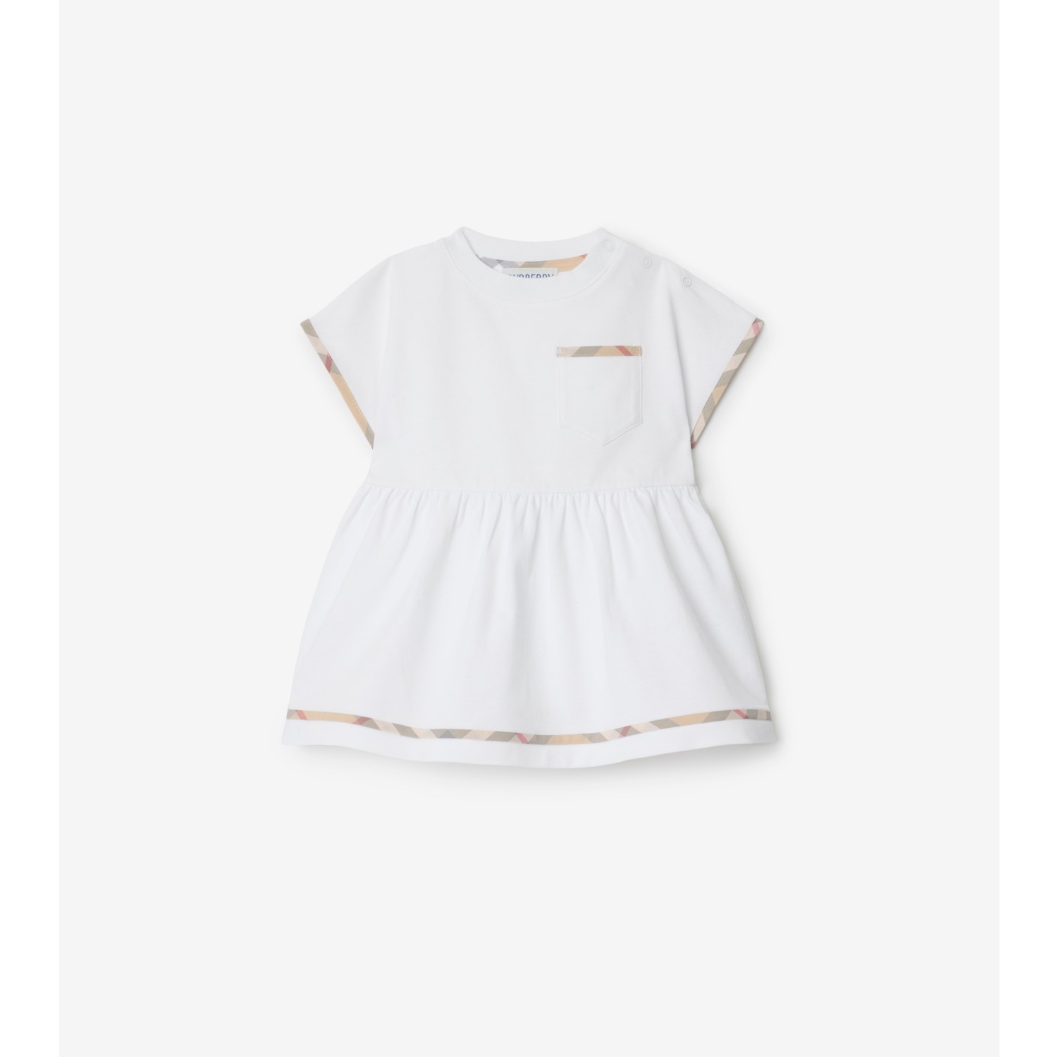Check Trim Cotton Dress with Bloomers