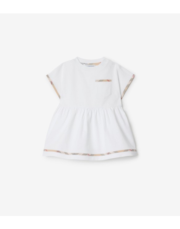 Check Trim Cotton Dress with Bloomers