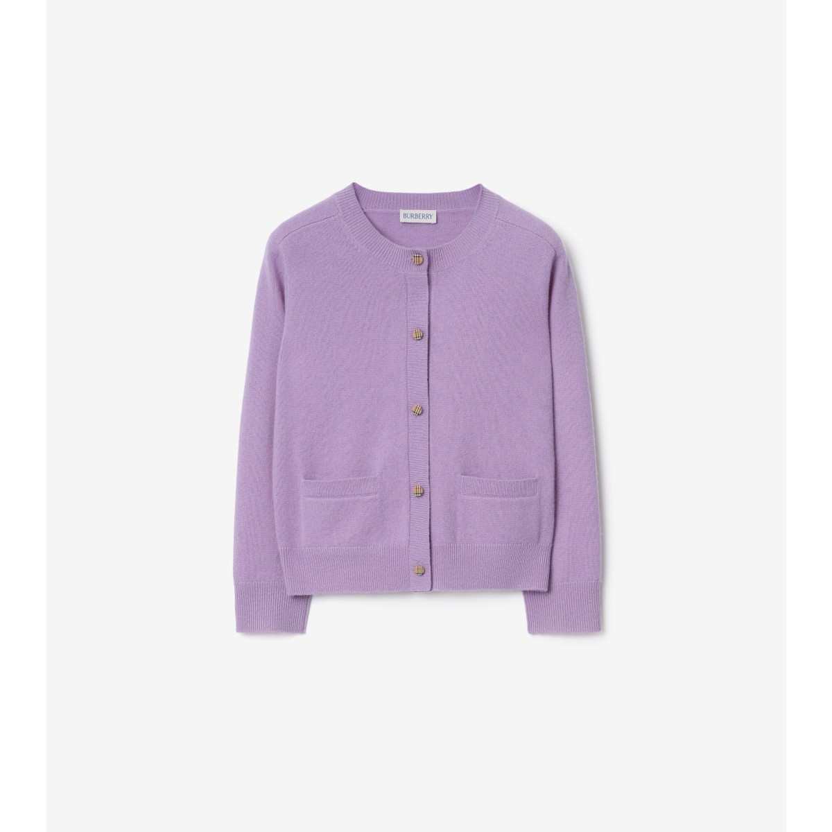  Check Patch Wool Cashmere Cardigan