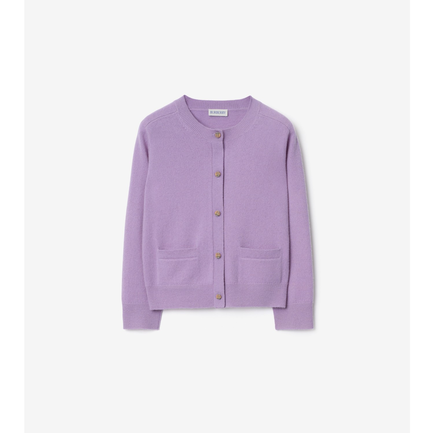 Check Patch Wool Cashmere Cardigan