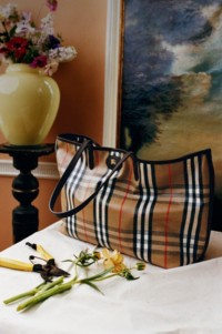 Shot of Medium Highlands Tote Bag on a table