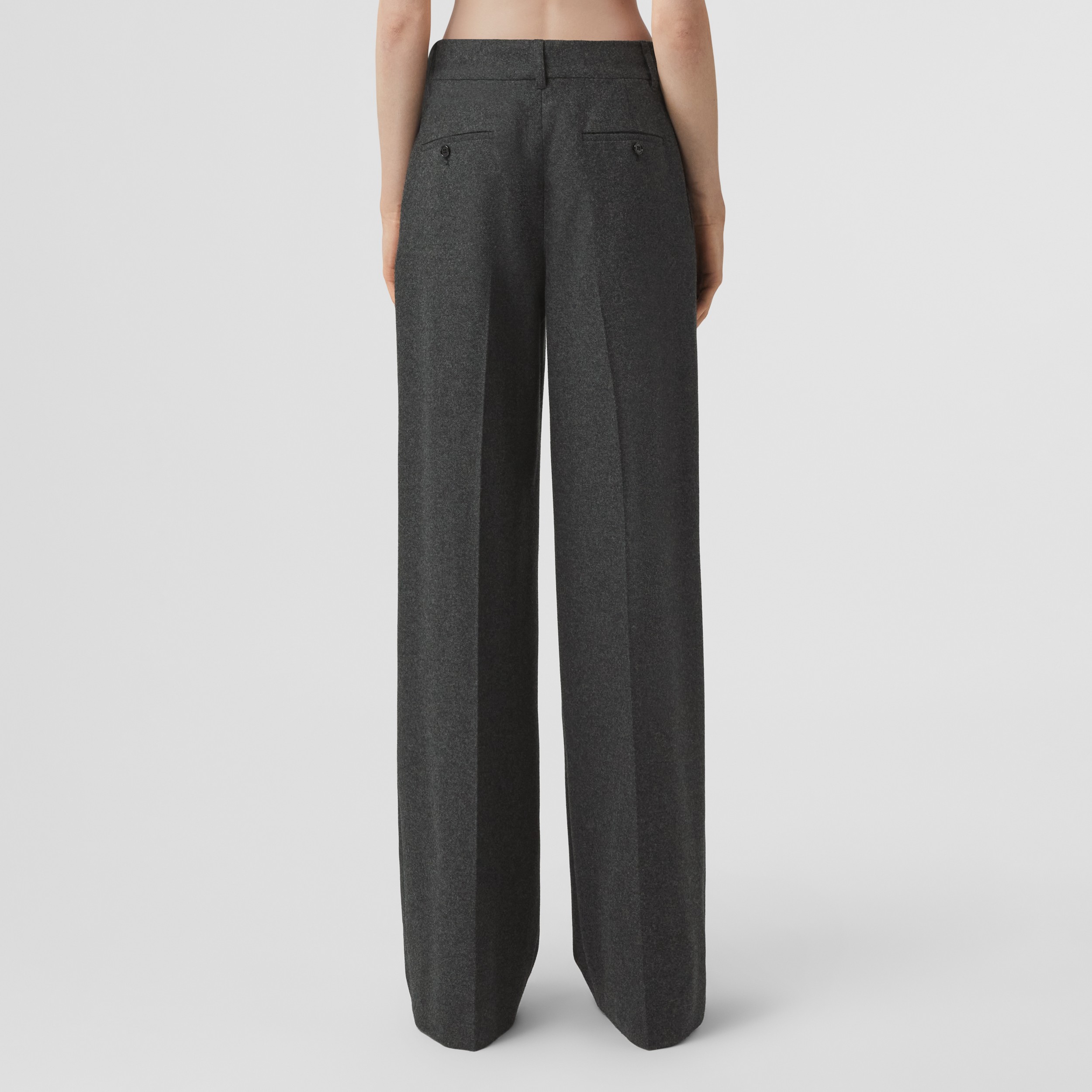 Pantalones de pernera ancha en lana (Mezcla  Gris Oscuro) - Mujer | Burberry® oficial - 3