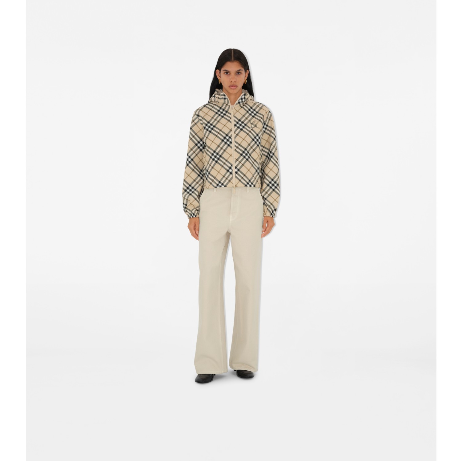 Wendbare Cropped-Jacke in Check