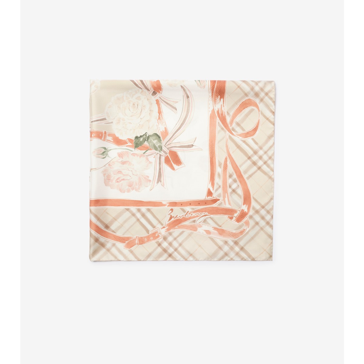  Check Rose Silk Scarf