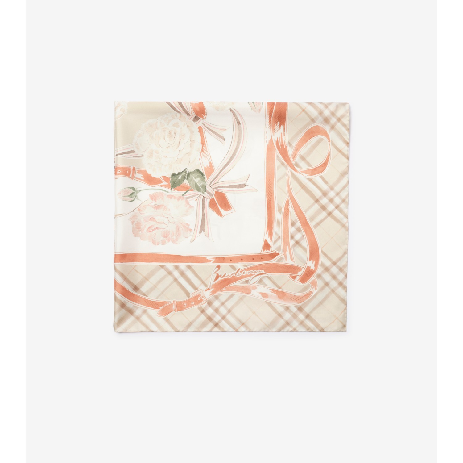 Rose Check Silk Scarf