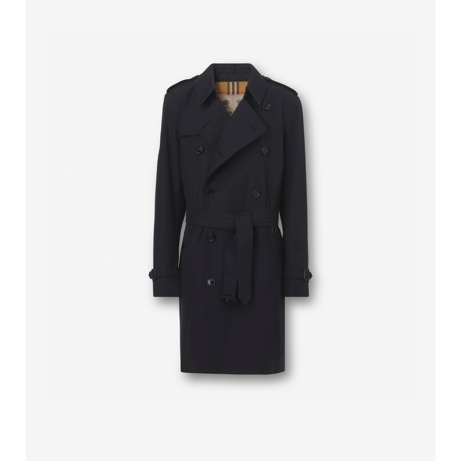 The Mid-length Kensington Trench Coat in Midnight - Men, Cotton Gabardine |  Burberry® Official