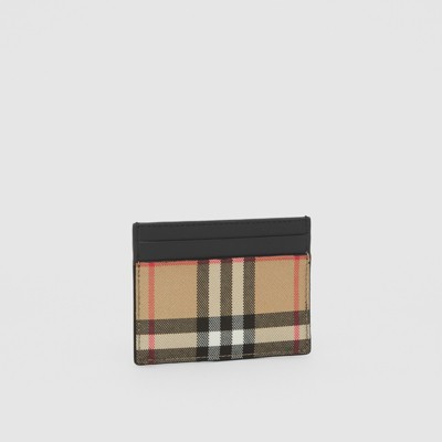 ヴィンテージチェック＆レザー カードケース (ブラック) - ウィメンズ | Burberry®公式サイト