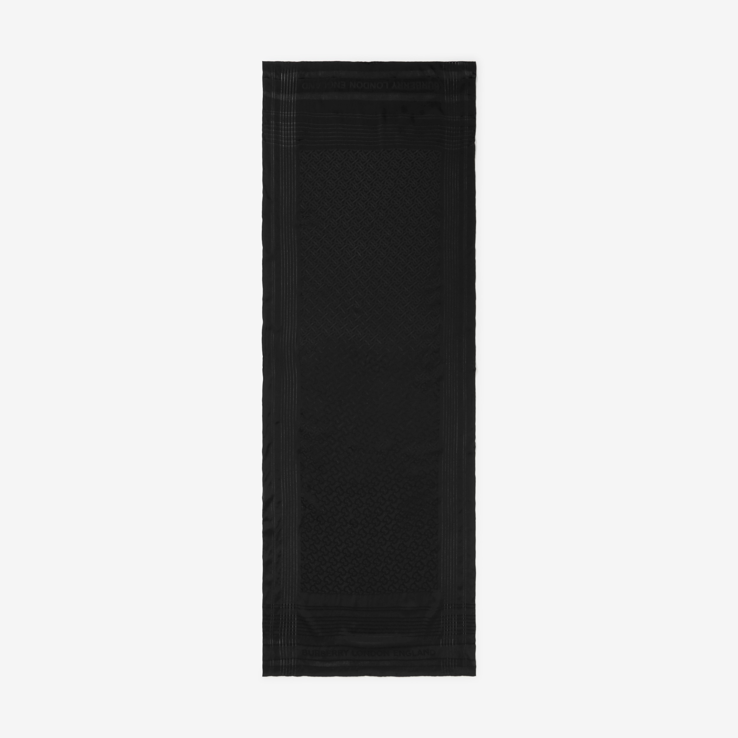 Monogram Silk Jacquard Scarf in Black | Burberry® Official - 2