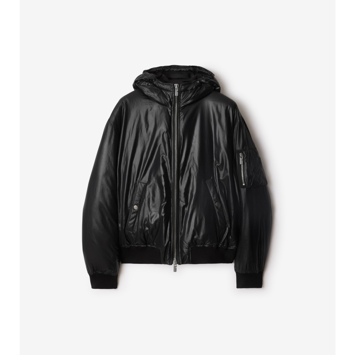 Shop Burberry Nylon Bomber Jacket In Black