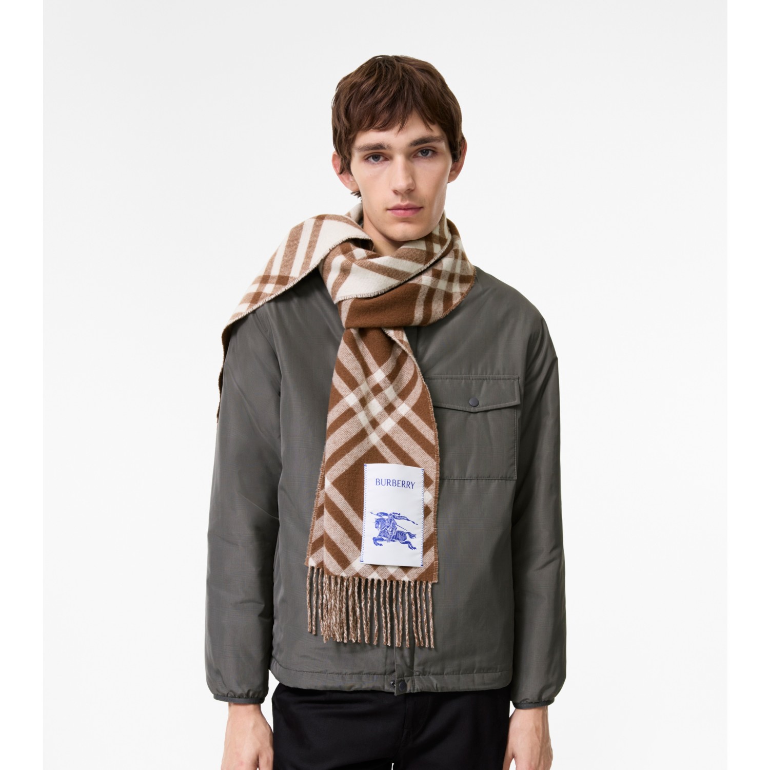 チェック カシミアスカーフ (フィンチブラウン) | Burberry®公式サイト