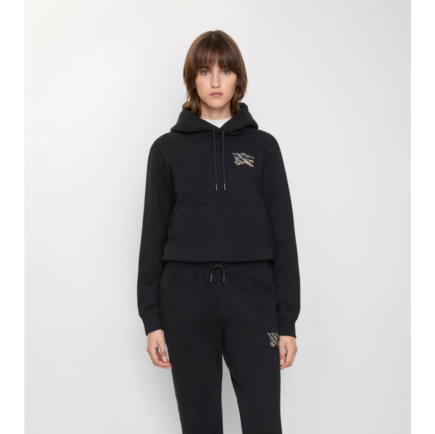 Knight Check Cotton Hoodie in Black - Women | Burberry® Official