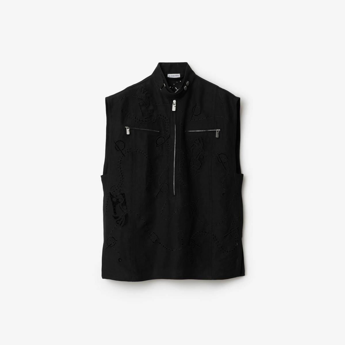 Burberry Broderie Anglaise Canvas Vest In Black