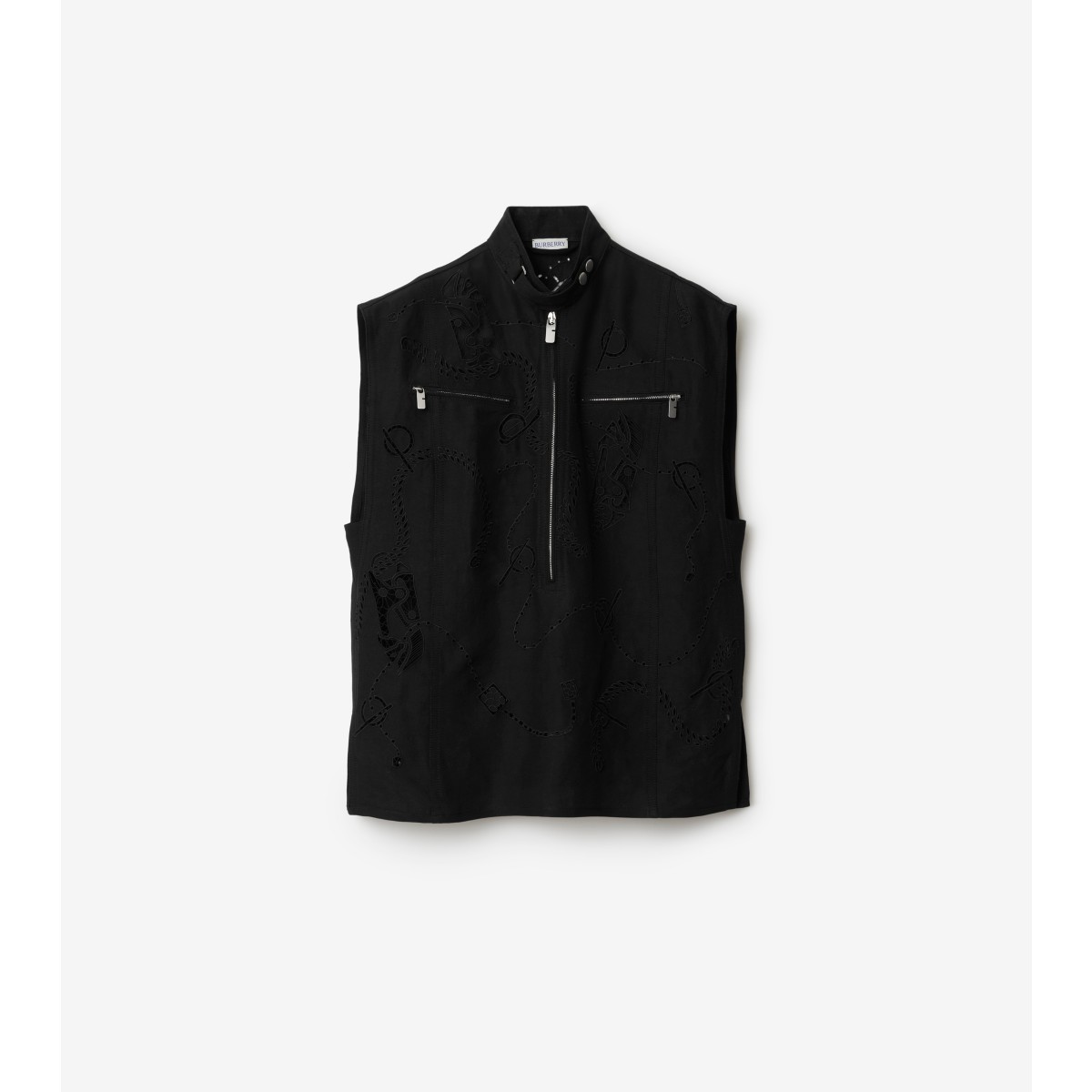 Shop Burberry Broderie Anglaise Canvas Top In Black