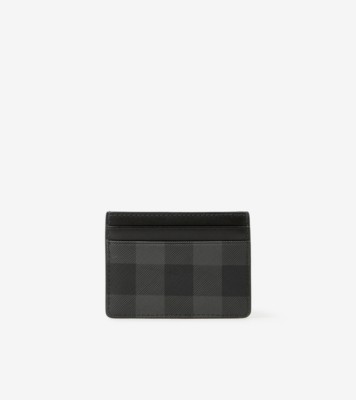 Burberry Charcoal Check Money Clip Card Case