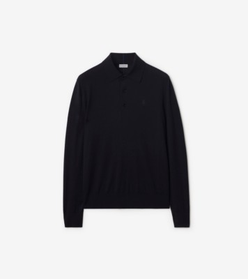 Wool Polo Shirt in Navy - Men | Burberry® Official
