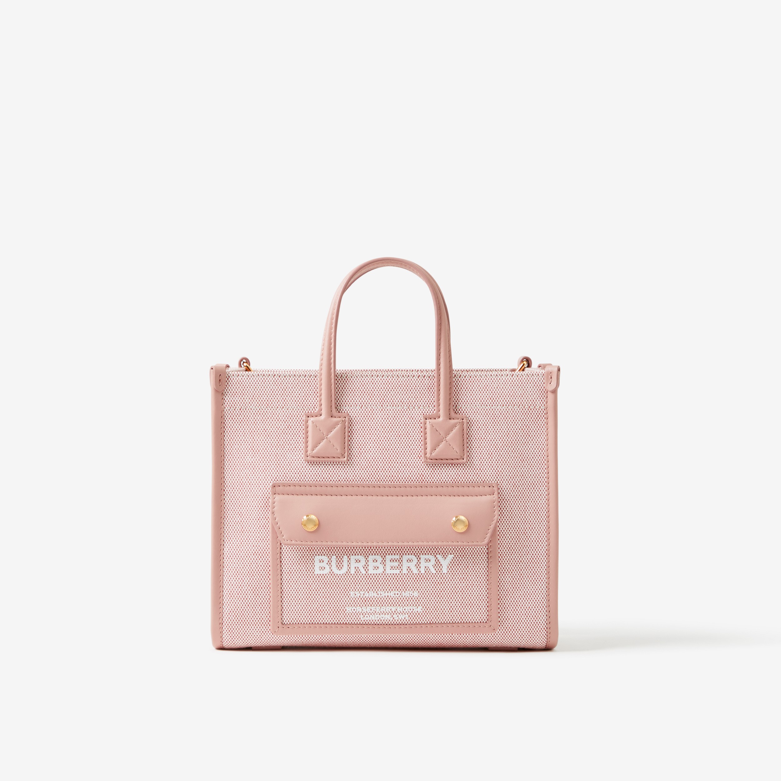 Two-tone Canvas and Leather Mini Freya Tote in Bright Red/dusky Pink - Women | Burberry® Official