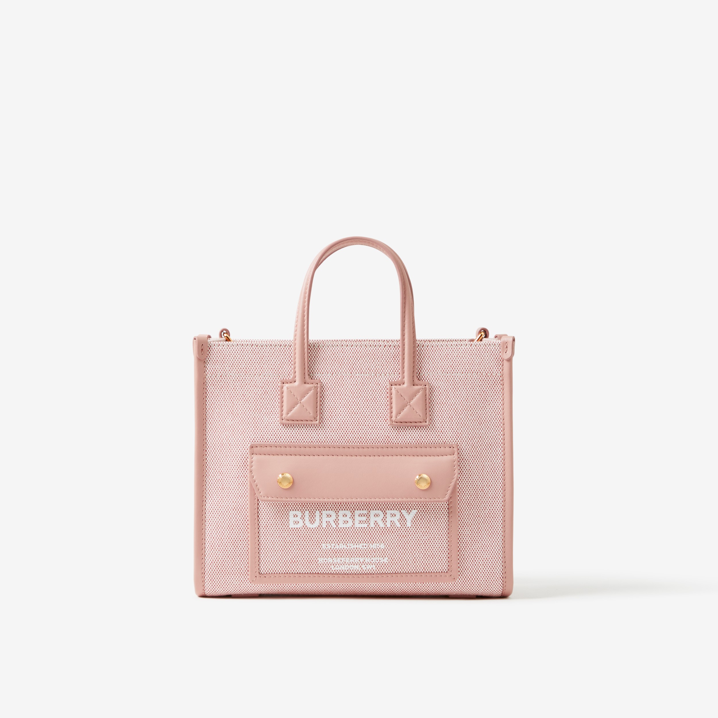 Two-tone Canvas and Leather Mini Freya Tote in Bright Red/dusky Pink -  Women | Burberry® Official