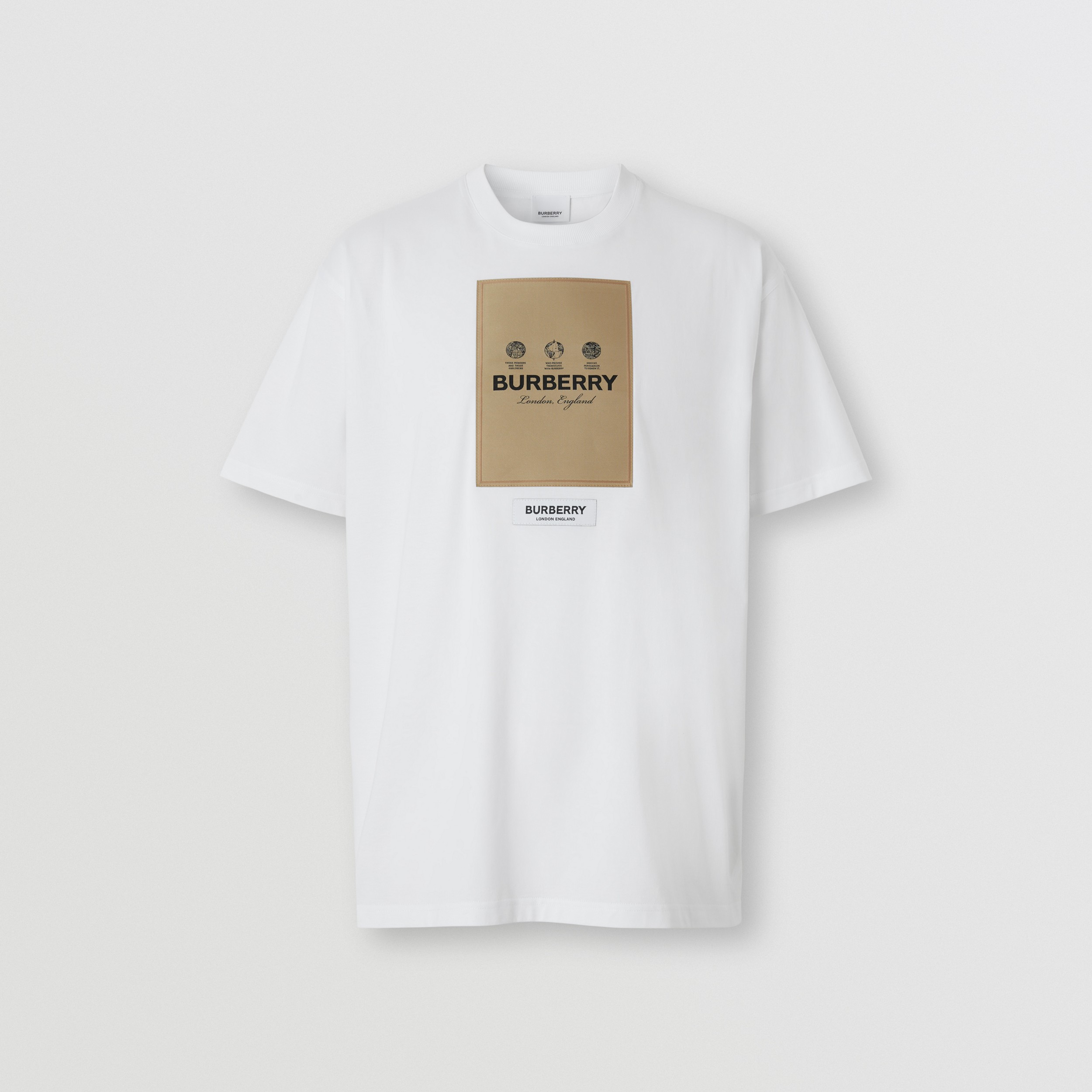 ラベルアップリケ コットン オーバーサイズTシャツ (ホワイト) - メンズ | Burberry®公式サイト ラベルアップリケ コットン オーバーサイズTシャツ (ホワイト) - メンズ | Burberry®公式サイト