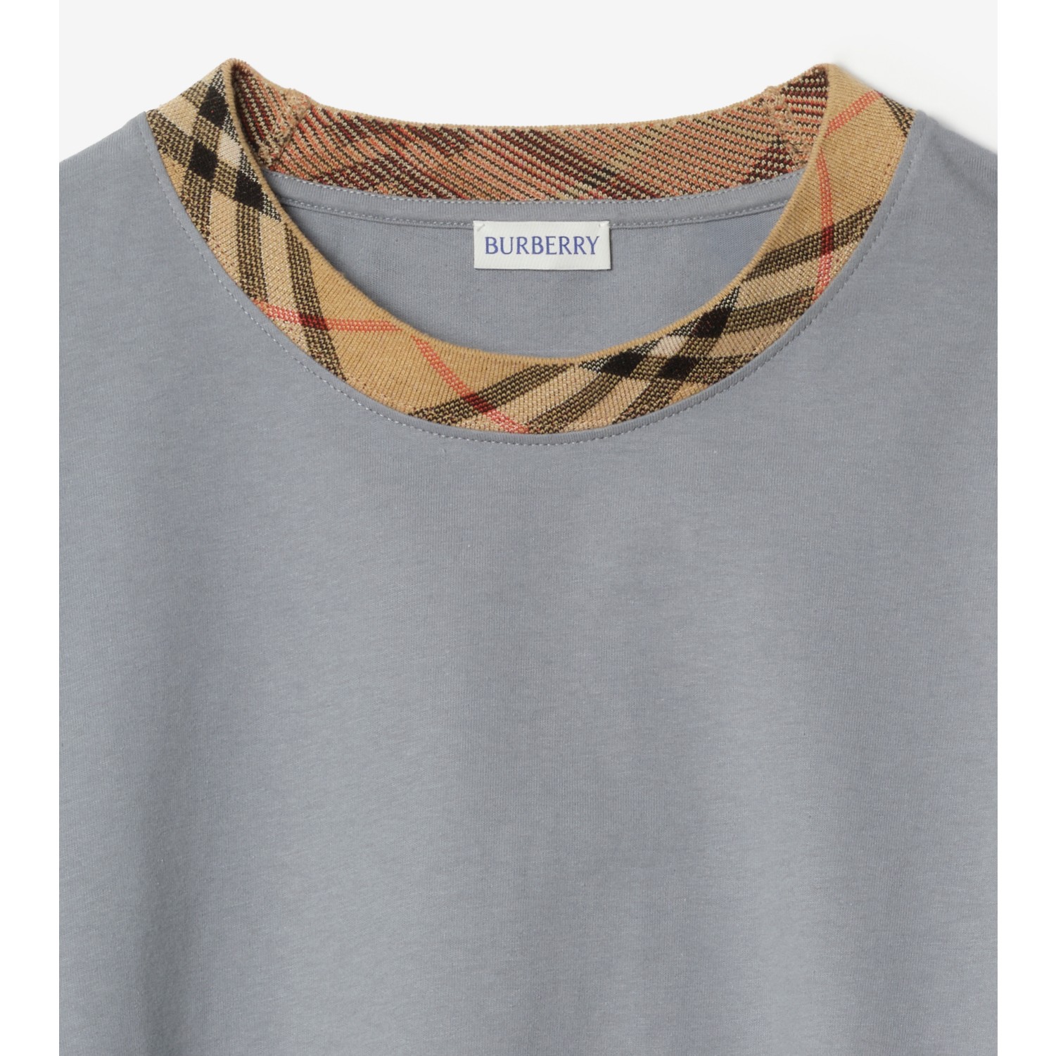 Check Trim Cotton T-shirt