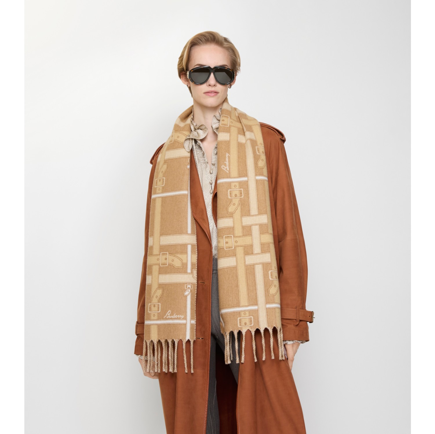 Belt Check Cashmere Scarf