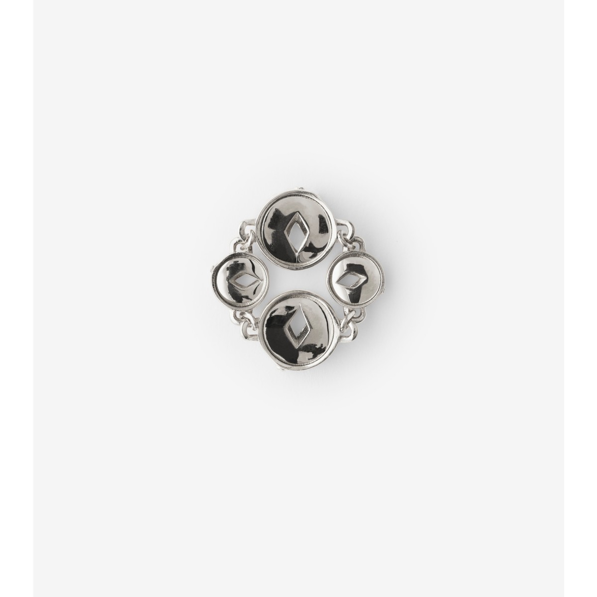 Shop Burberry Hollow Medallion Ring In Silver