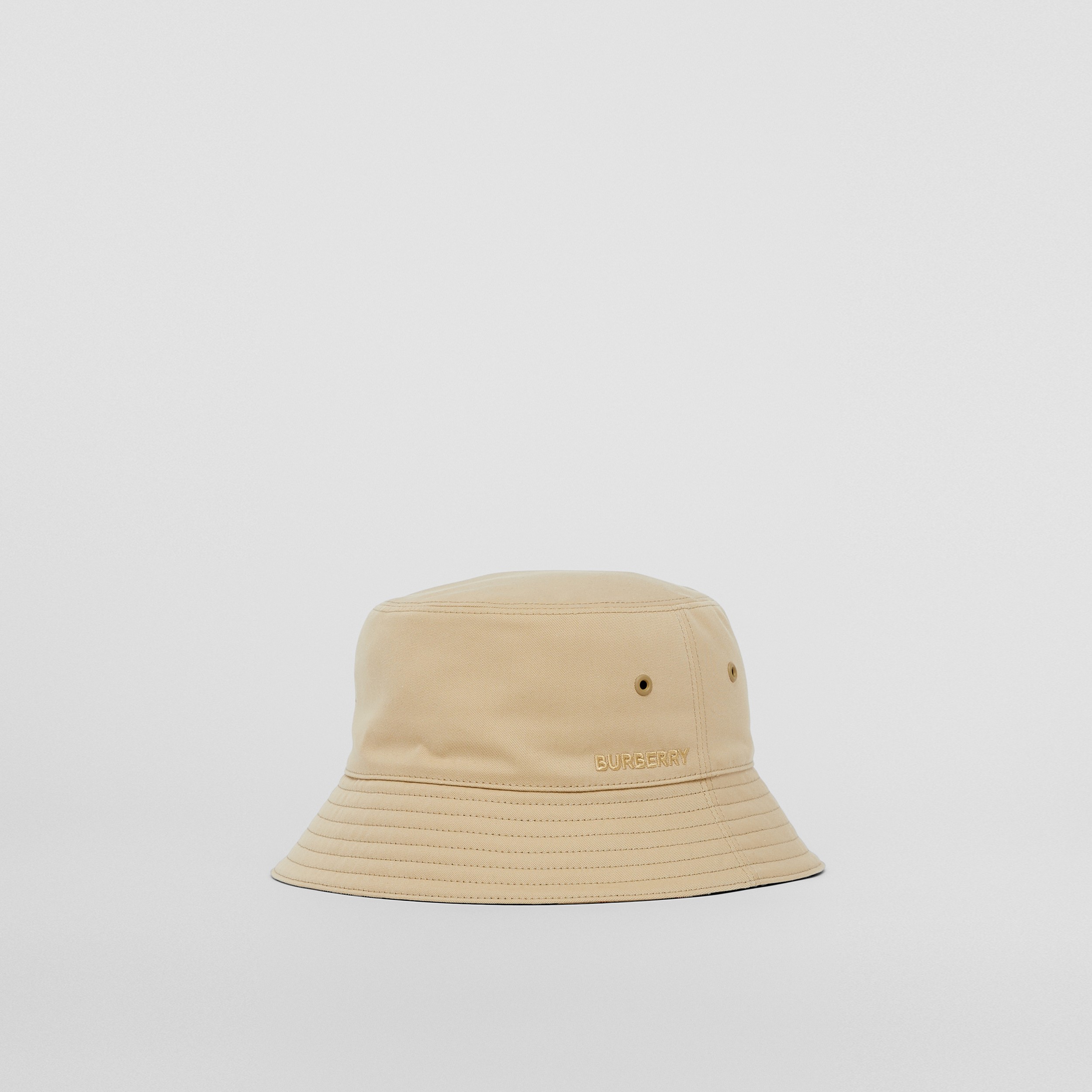 Embroidered Logo Cotton Gabardine Bucket Hat in Honey | Burberry® Official - 3
