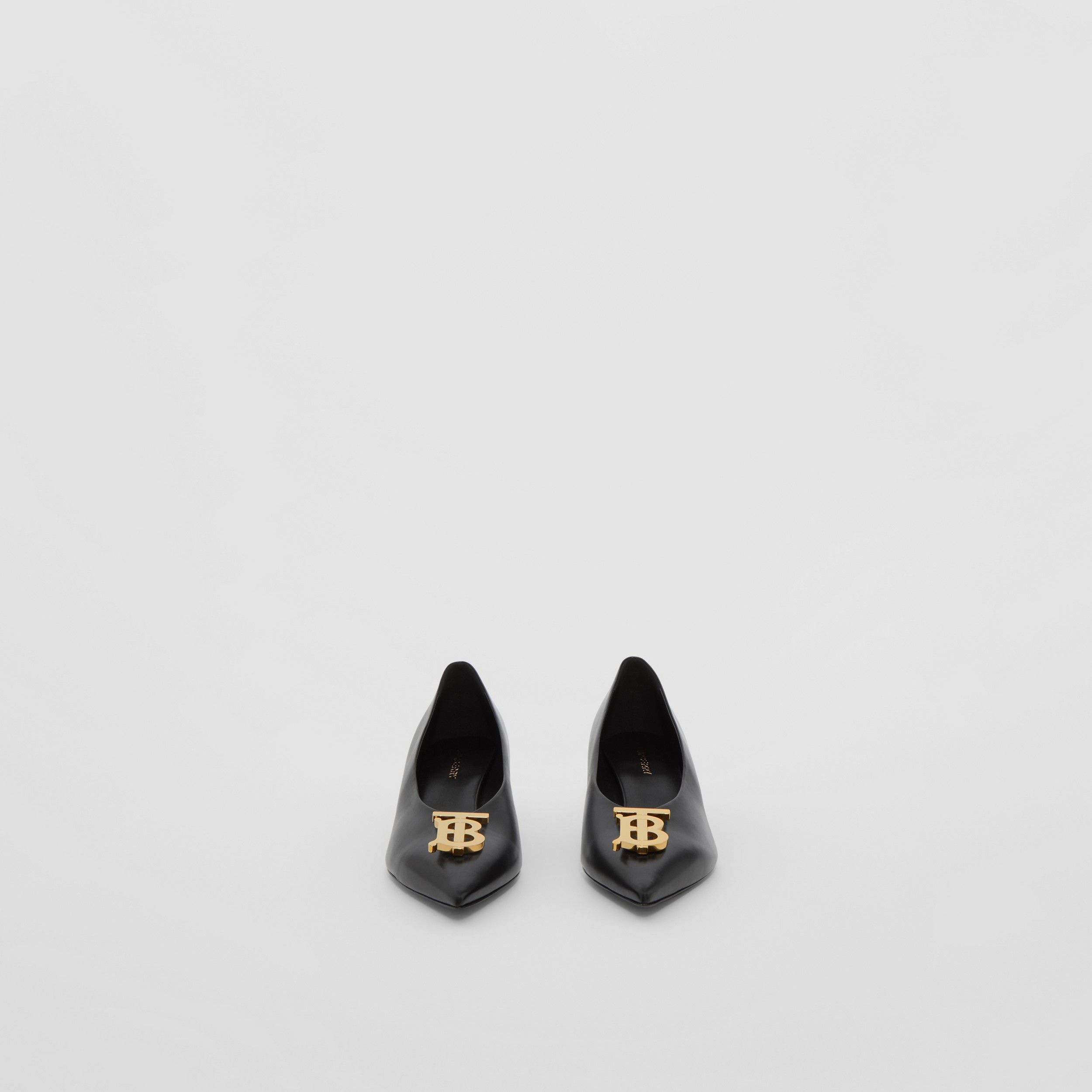 Monogram Motif Leather Point-toe Pumps in Black - Women | Burberry® Official - 4
