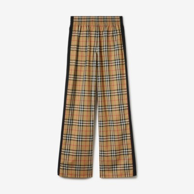 Side Stripe Vintage Check Stretch Cotton Trousers in Archive Beige |  Burberry® Official