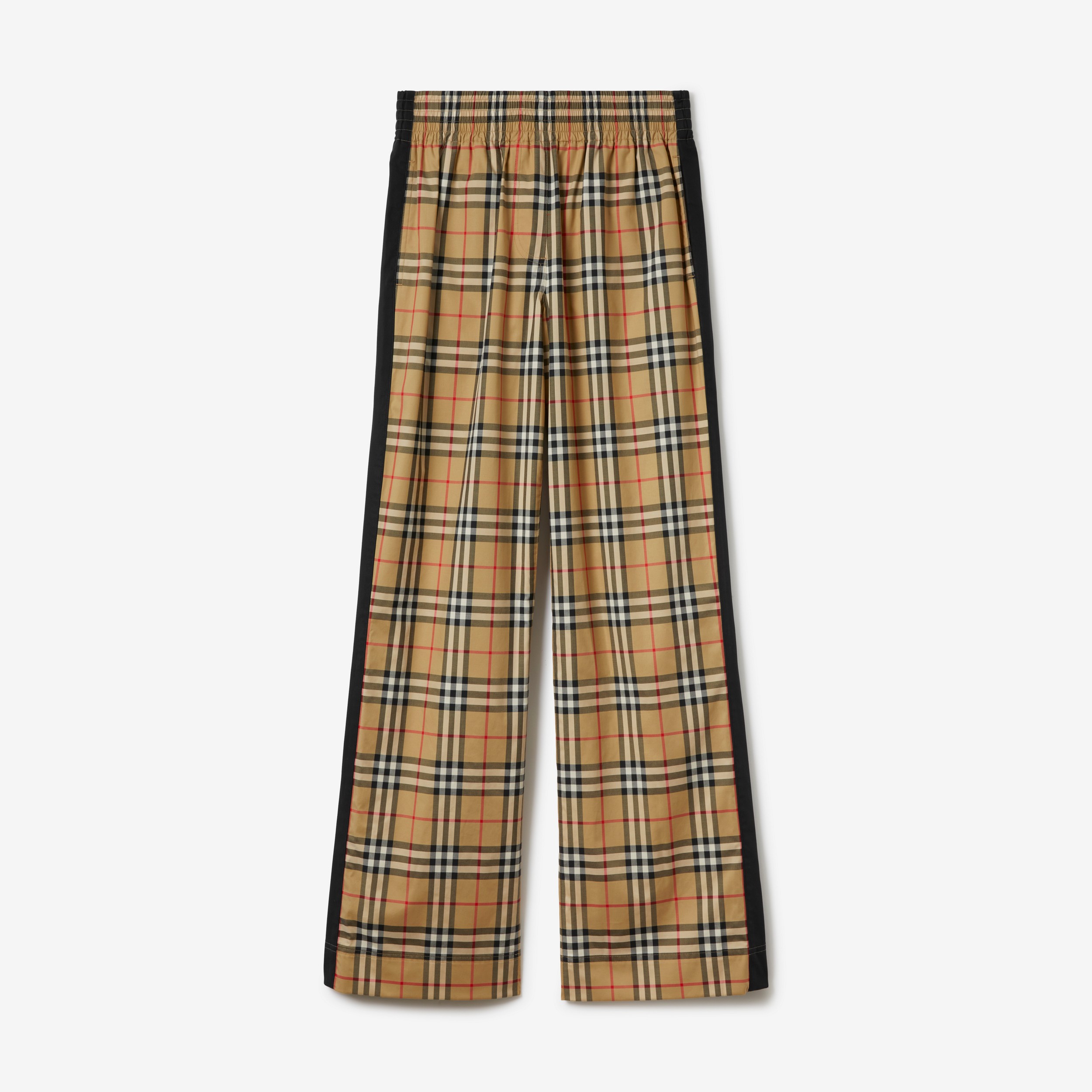 Hose aus Stretchbaumwolle mit Vintage Check-Muster und Seitenstreifen (Vintage-beige) | Burberry® - 1