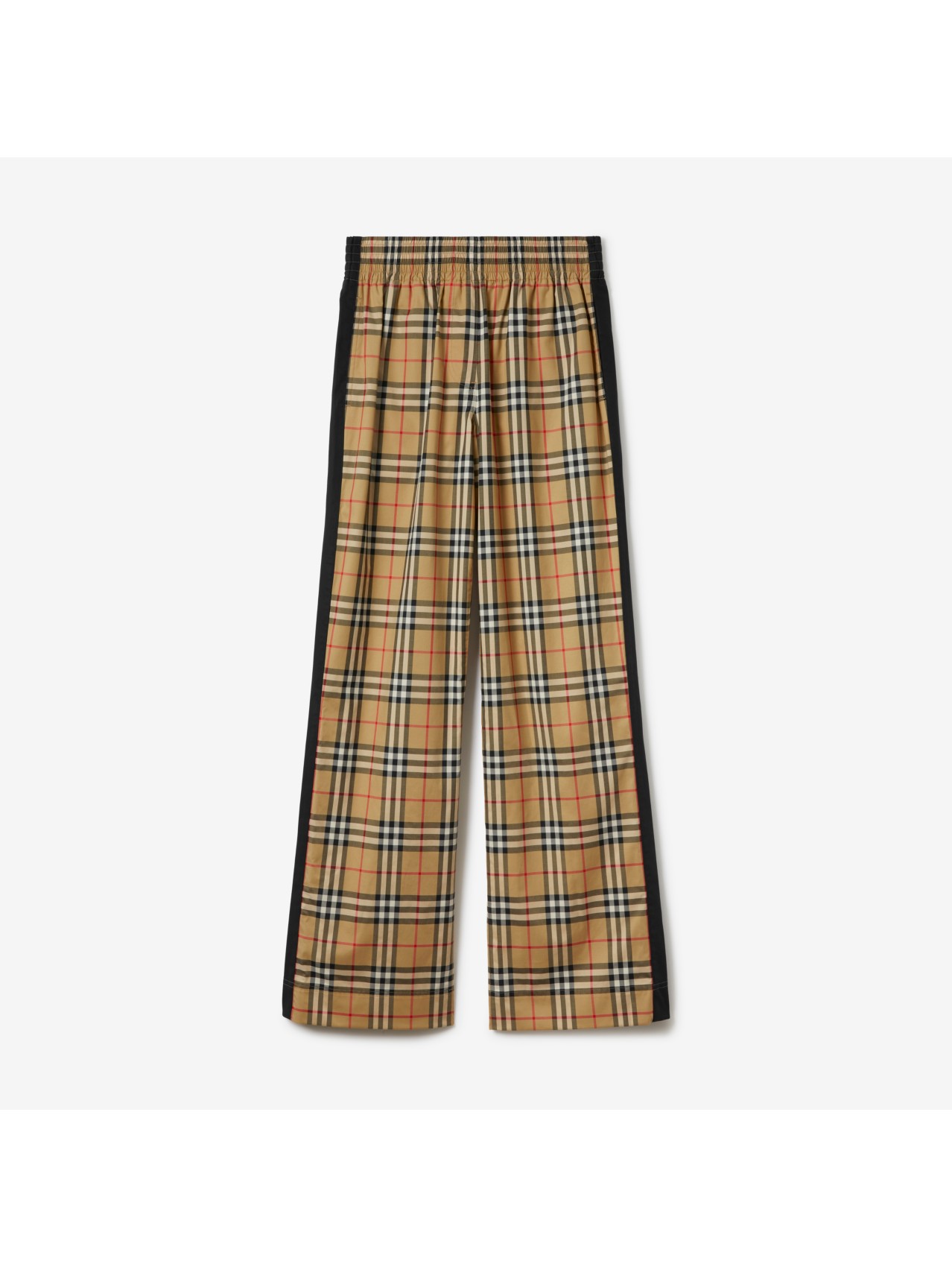 Side Stripe Vintage Check Stretch Cotton Trousers in Archive Beige