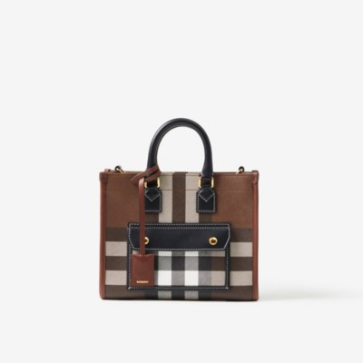 Mini Freya Tote in Dark Birch Brown - Women | Burberry® Official