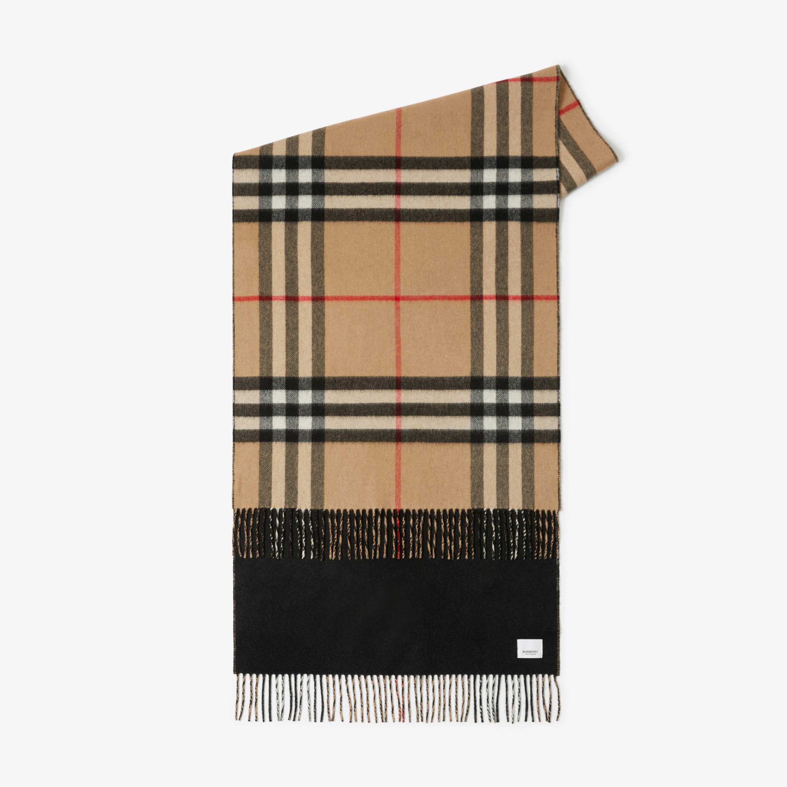双面两用格纹羊绒围巾 (黑色) | Burberry® 博柏利官网 - 2