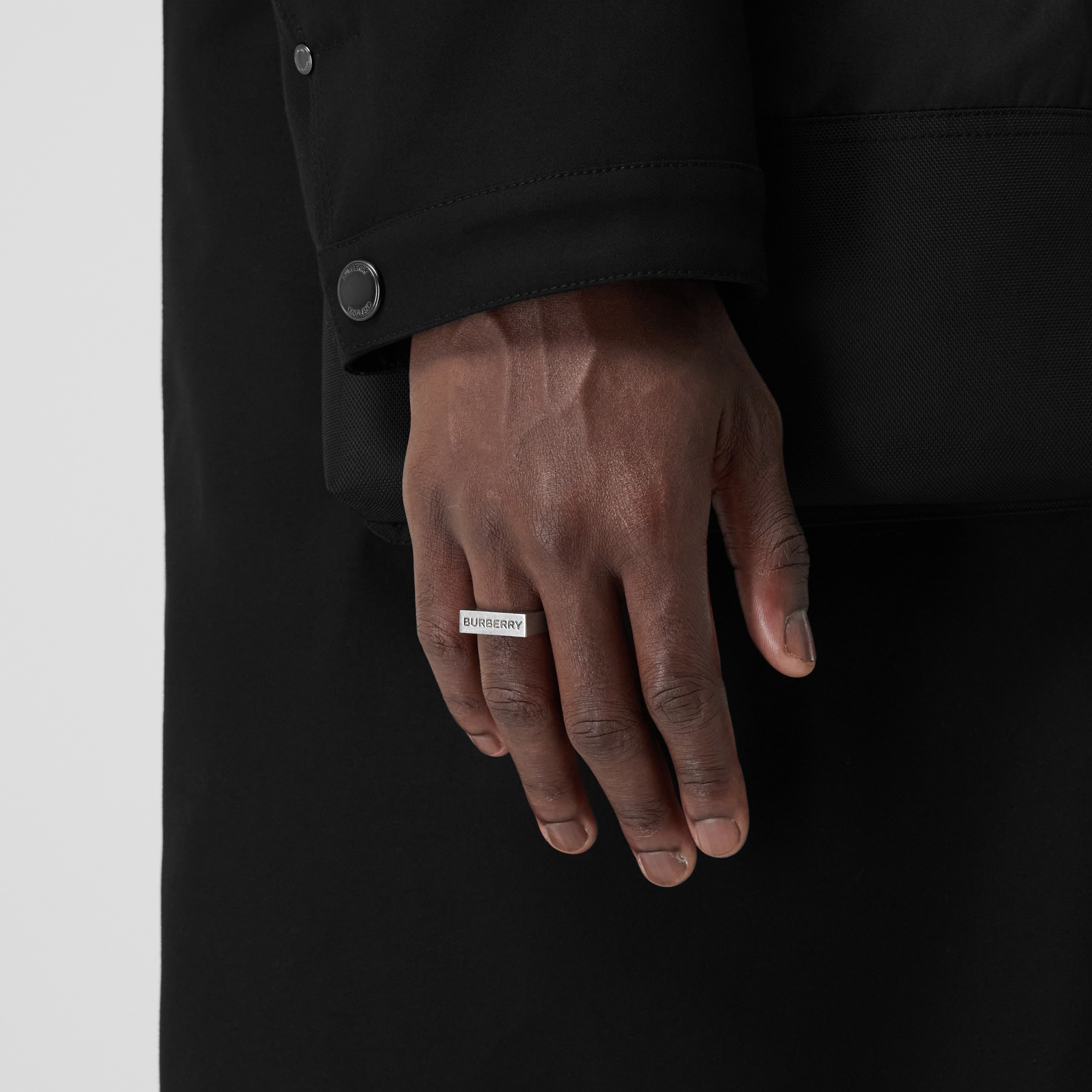 Logo Engraved Palladium-plated Signet Ring in Vintage Steel - Men | Burberry® Official - 3