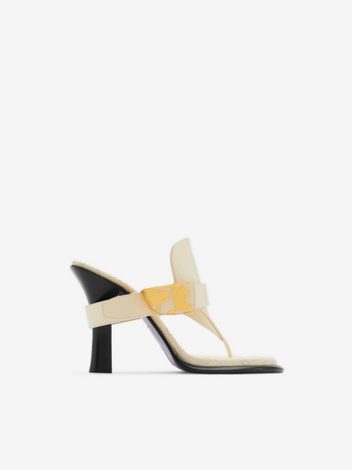 Shop Burberry Leather Bay Sandals In Wool