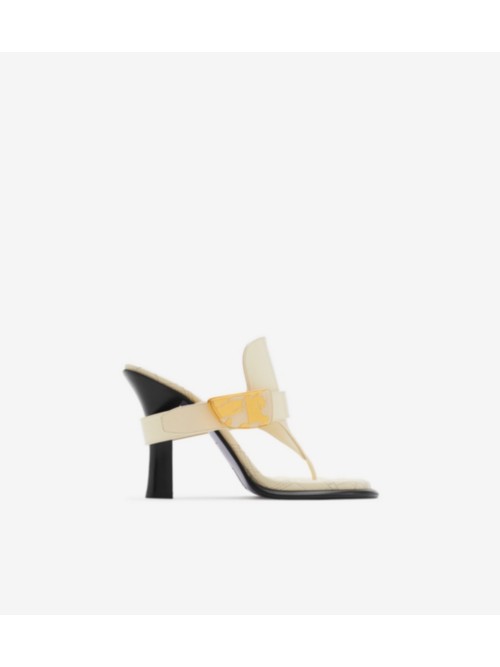 Shop Burberry Leather Bay Sandals In Wool