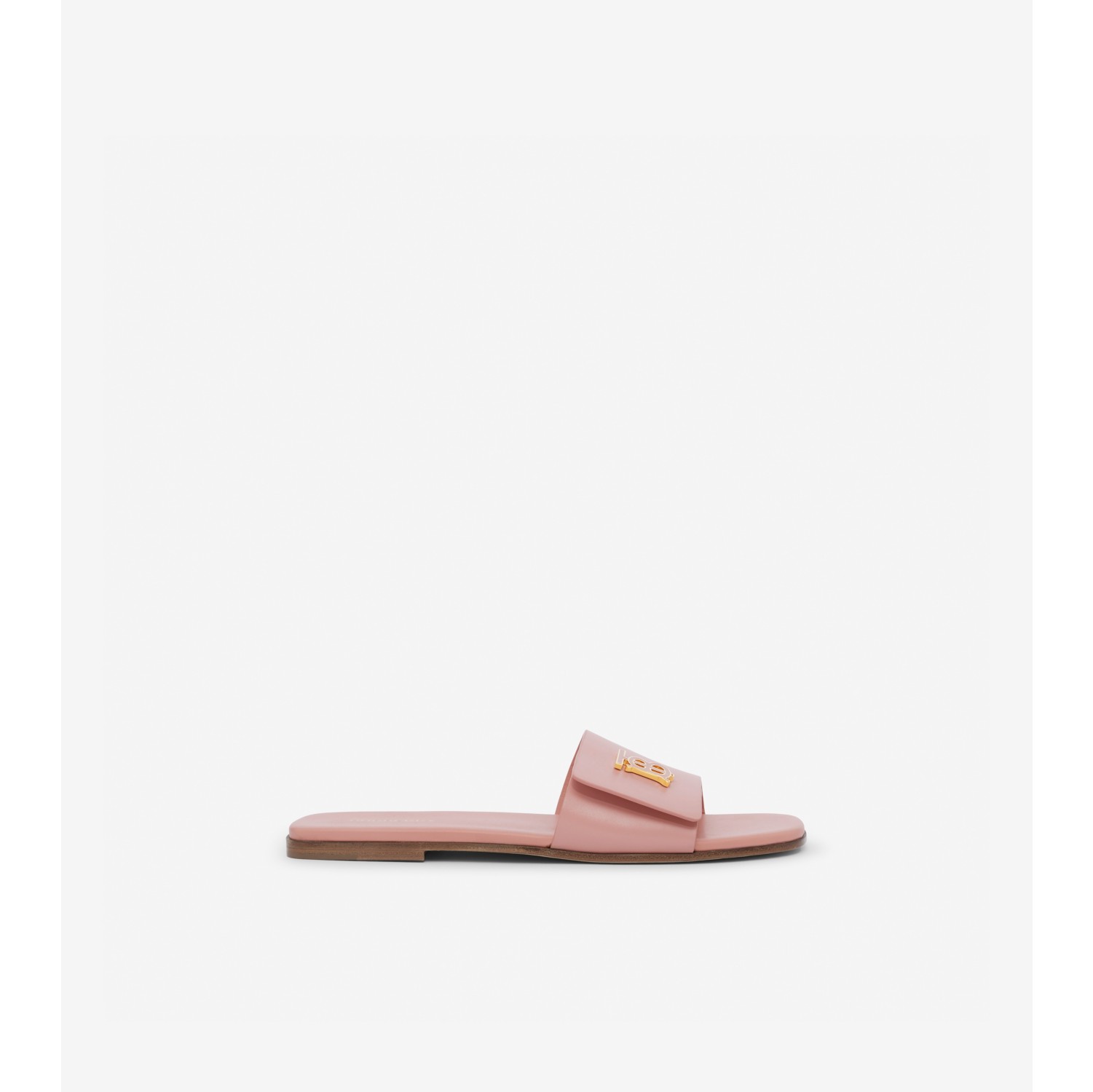 Monogram Motif Leather Slides in Dusky pink Women Burberry