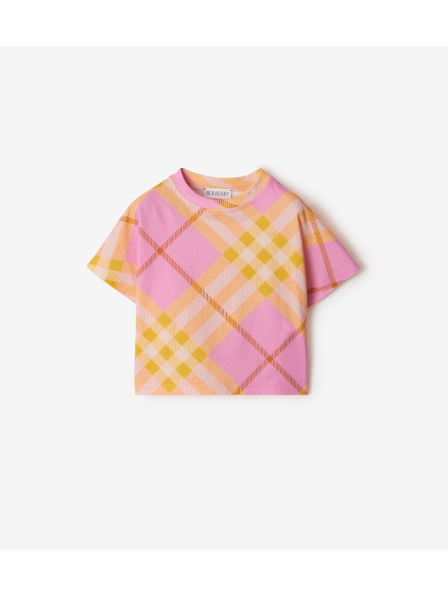 Vintage Check Panel Cotton T shirt in White Burberry Official